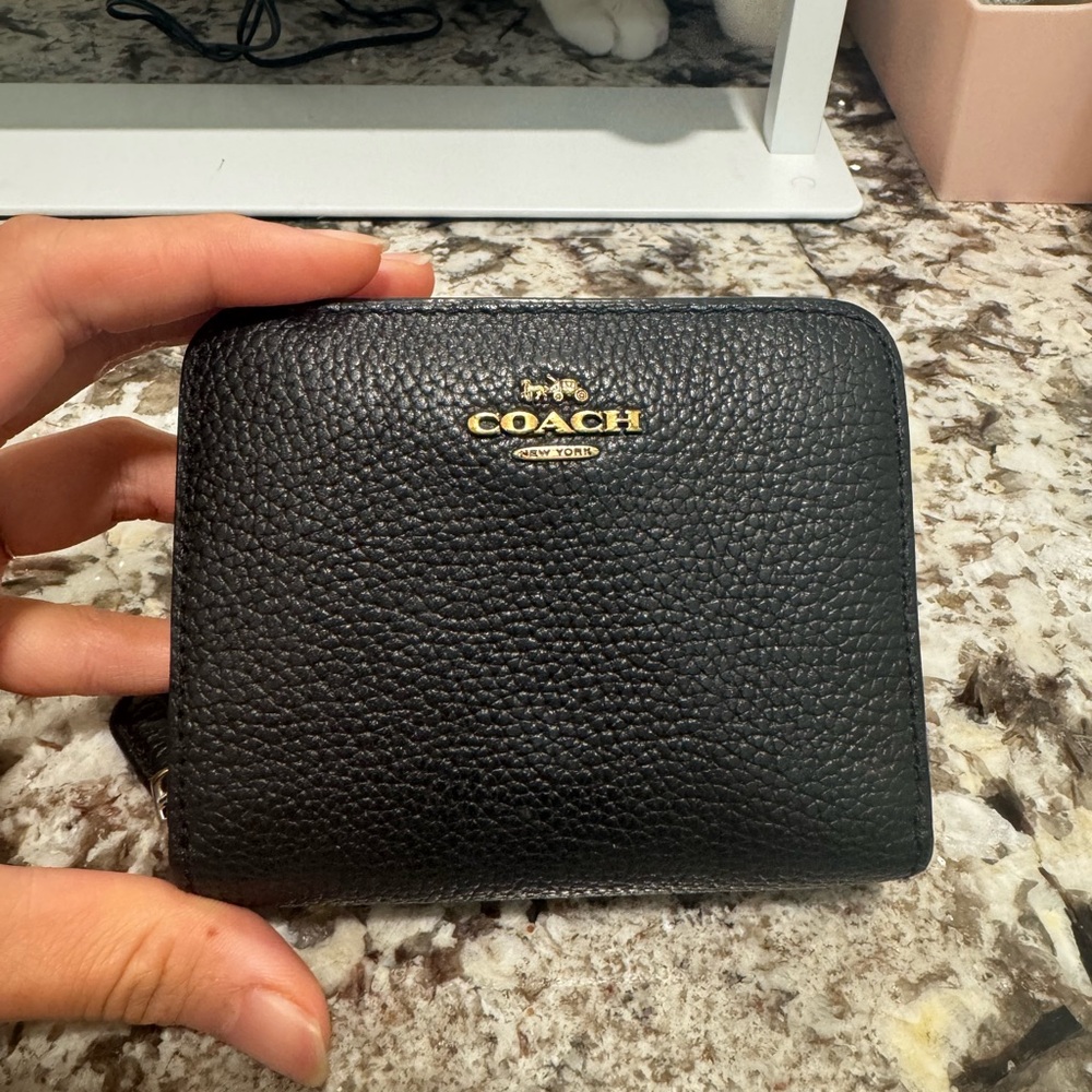 Coach Black and Gold Leather Wallet